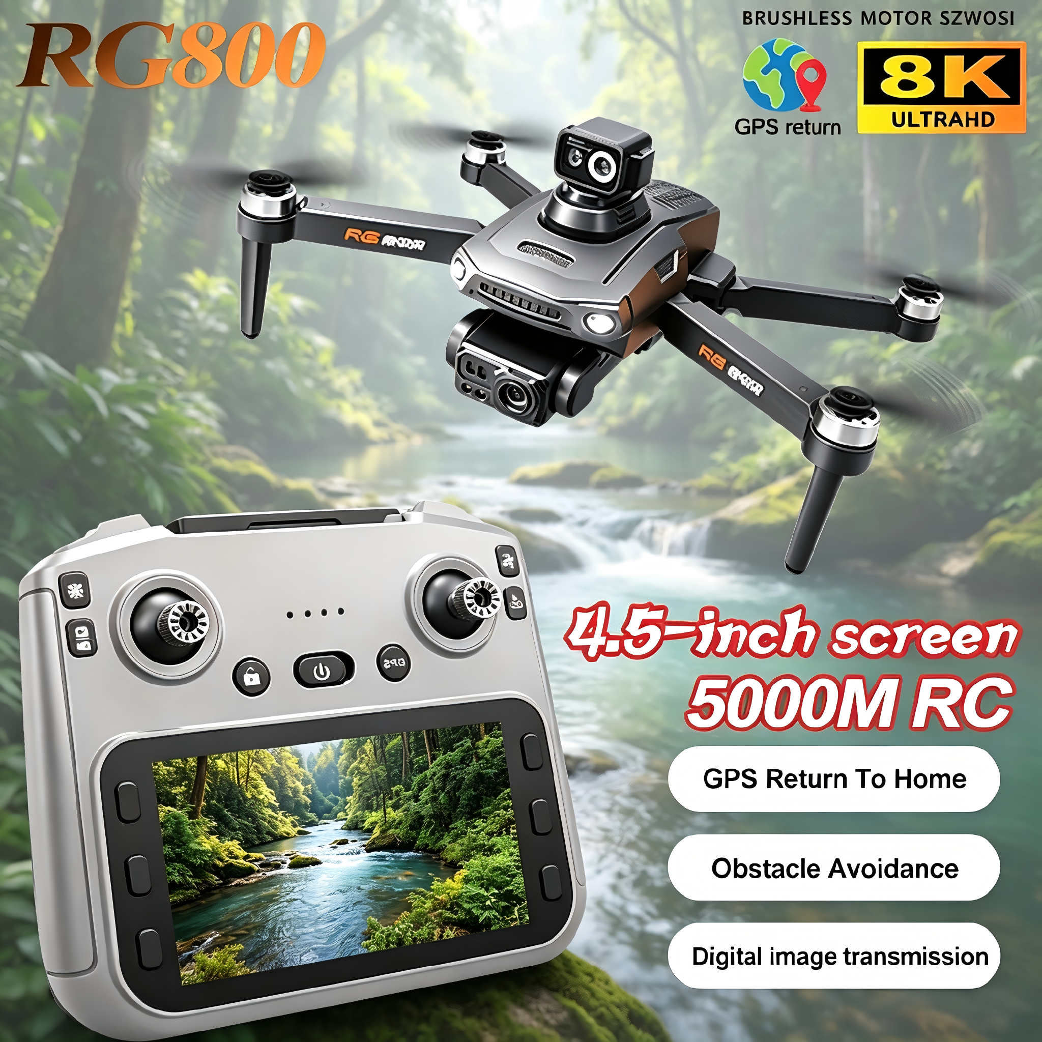 Drone Kit With Camera - RG800 MAX GPS-Drohne mit professioneller 8K-Kamera,