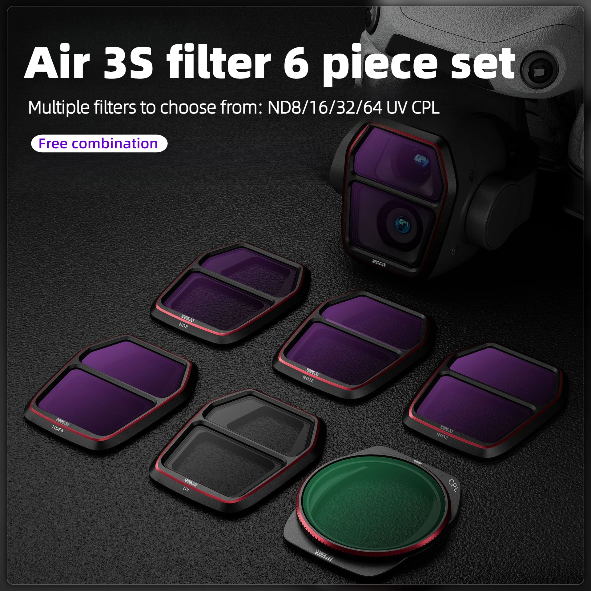 Drone Kit Waterproof - Für DJI Air 3S Kamera-Objektivfilter-Set UV