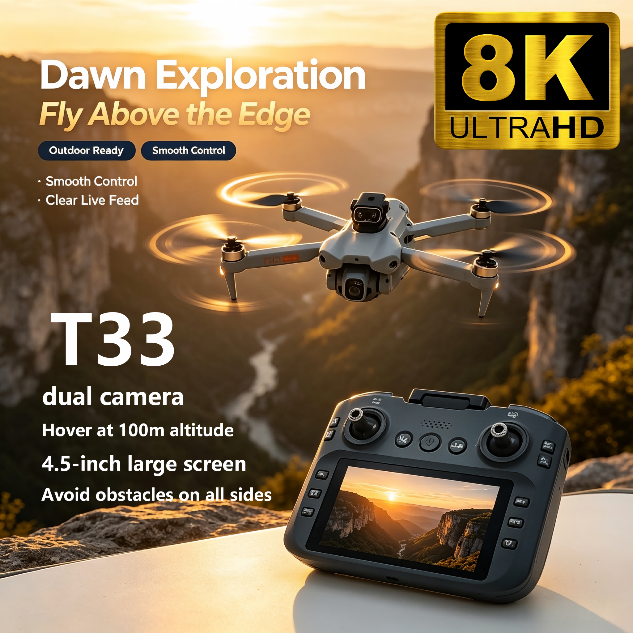 Drone Kit With Camera - Upgrade T33 Drohne mit 8K HD